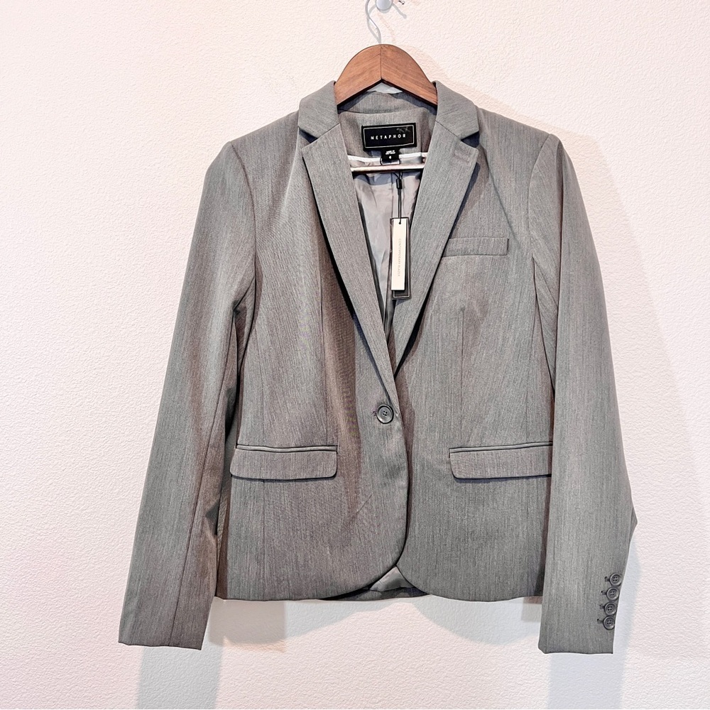 Metaphor Women’s Gray Essential Suit Blazer Jacket Size 6 NWT Career Workwear